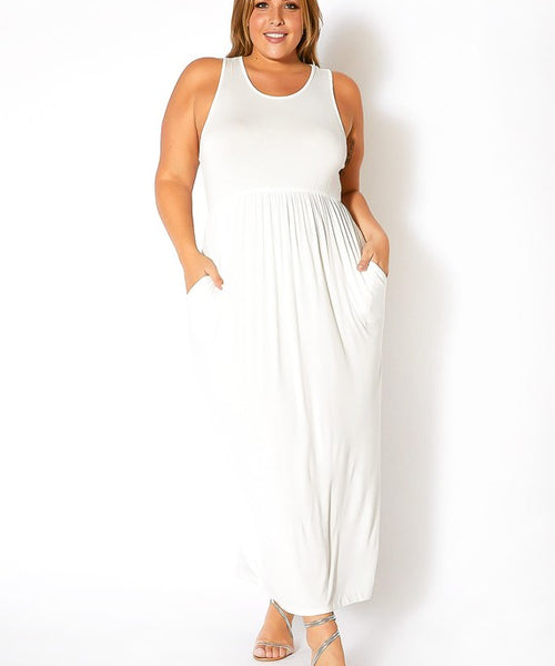 Plus Size Sleeveless Ruched Maxi Dress