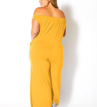 Plus Size Off Shoulder Wide Leg Jumpsuit