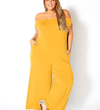 Plus Size Off Shoulder Wide Leg Jumpsuit