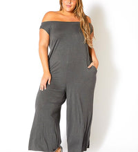 Plus Size Off Shoulder Wide Leg Jumpsuit