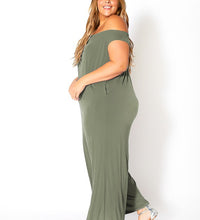 Plus Size Off Shoulder Wide Leg Jumpsuit