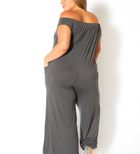 Plus Size Off Shoulder Wide Leg Jumpsuit