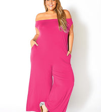 Plus Size Off Shoulder Wide Leg Jumpsuit