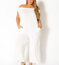 Plus Size Off Shoulder Wide Leg Jumpsuit