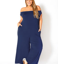 Plus Size Off Shoulder Wide Leg Jumpsuit