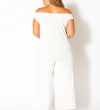 Plus Size Off Shoulder Wide Leg Jumpsuit