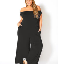 Plus Size Off Shoulder Wide Leg Jumpsuit