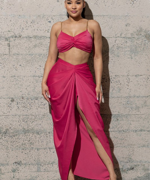 TWO PIECE SOLID WOVEN SET