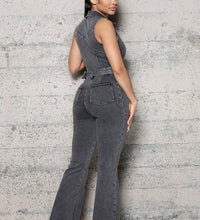 STRETCH DENIM BELLBOTTOM JUMPSUIT