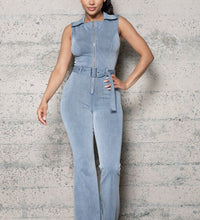 STRETCH DENIM BELLBOTTOM JUMPSUIT
