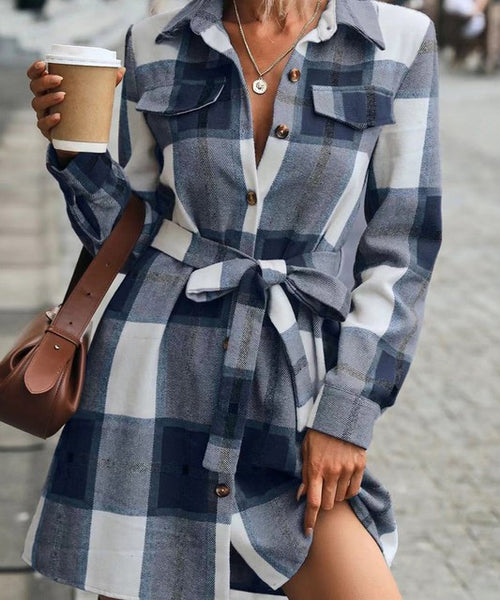 Plaid Dress with Front Tie Detail