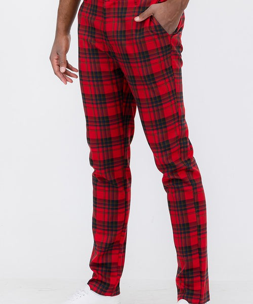 Weiv Mens Plaid Trouser Pants