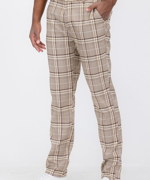 Weiv Mens Plaid Trouser Pants