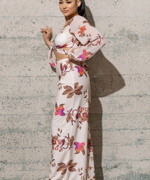 TWO PIECE SET CROP TOP, WIDE PANTS
