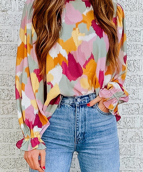 Multi Color Long Sleeve Blouse