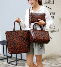 3 PC vegan leather tote set