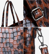 3 PC vegan leather tote set