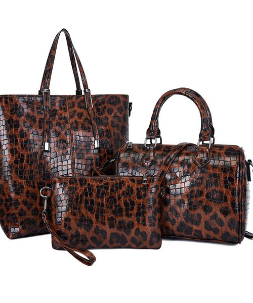 3 PC vegan leather tote set