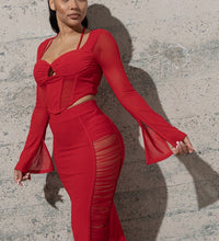 TWO PIECE MESH SET WITH TOP AND SKIRT