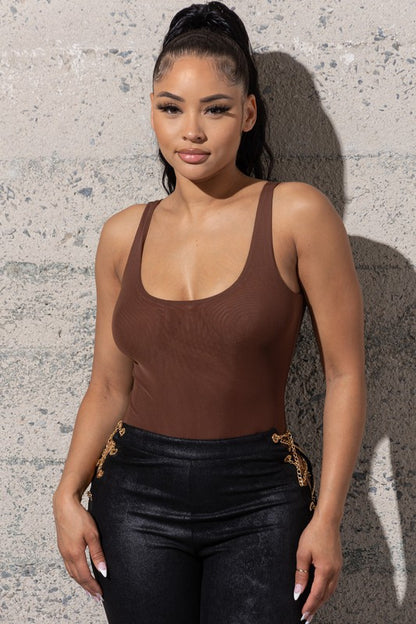 VERY STRETCHY TANK DOUBLE LAYERED MESH BODY SUIT