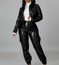 SEXY PU LEATHER 2PC PANTS SET