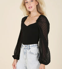 LS shirring sleeve bodysuit