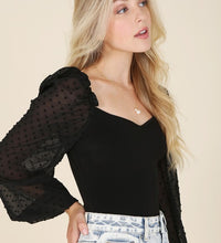 LS shirring sleeve bodysuit