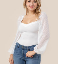 LS shirring sleeve bodysuit