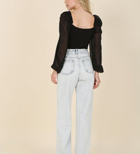LS shirring sleeve bodysuit