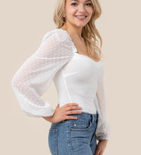 LS shirring sleeve bodysuit